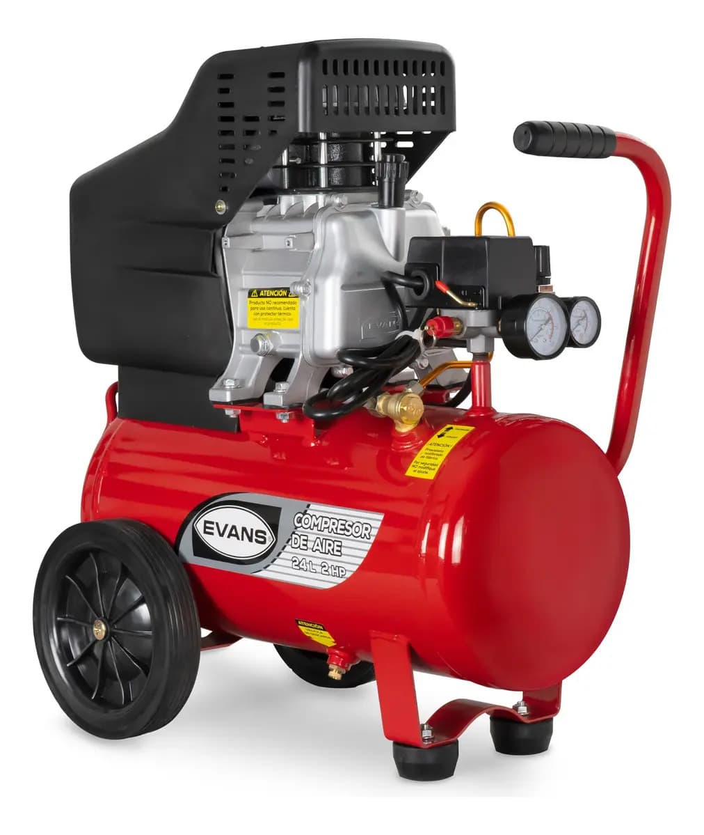 Compresor Coaxial Lubricado Evans Ec07me200-024 2hp 24L 1 Etapa 116psi Monofásico Color Rojo
