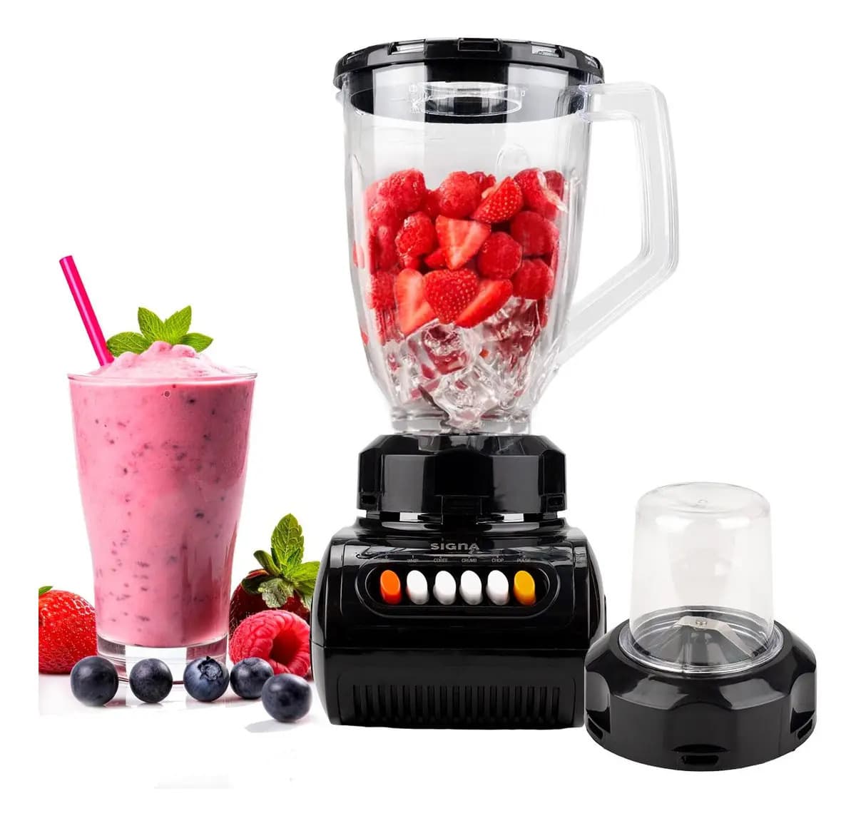 Licuadora Moledor Profesional 2 En 1 4 Velocidades Vaso 1.5l Negro