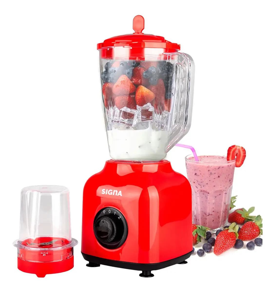 Licuadora Profesional Moledor 2 En 1 2 Velocidades Vaso 1.5l Color Rojo