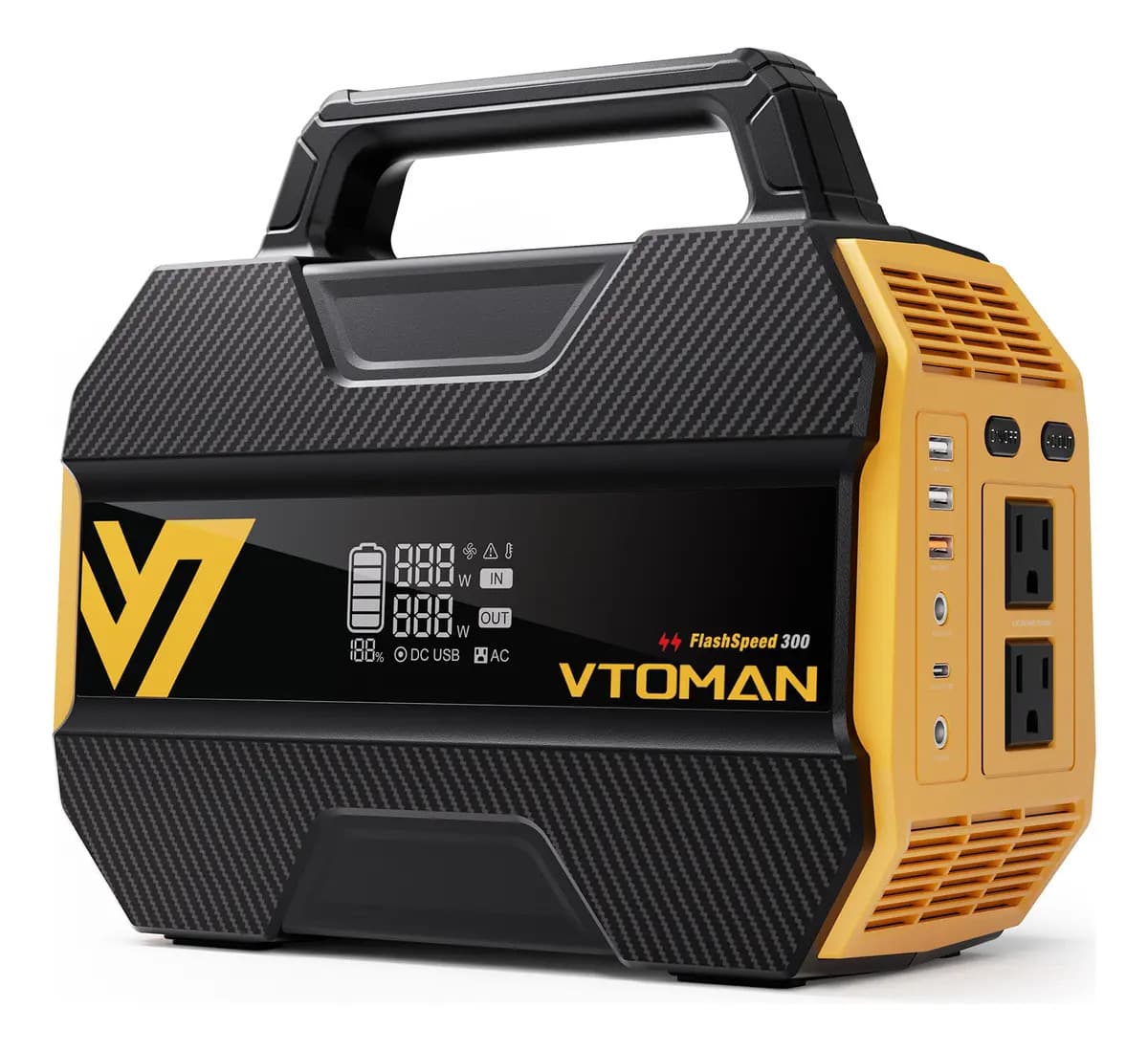 Vtoman Flashspeed 300 Estación de Energía Portátil 300W Batería LiFePO4 - Generador Solar - Ideal para Camping, Emergencias, Cortes de Luz