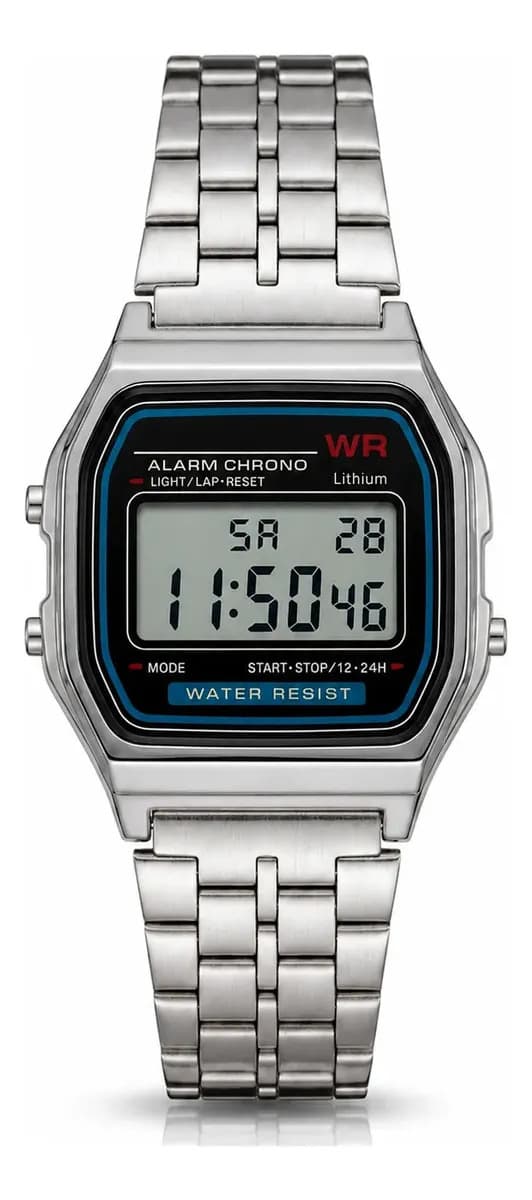 Relojes Mayoreo Vintage Retro Digital A168 Correa Metal Color de la correa Plateado