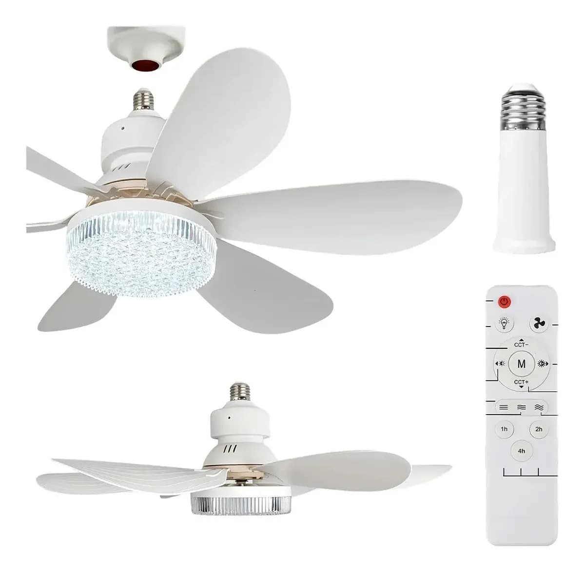 Ventilador de Techo AIYINSMART con Luz LED y Control Remoto, Ventilador 52 Cm Con Aspas Techo Control Remoto 6 Aspas 52 Cm Blanco Plástico 6