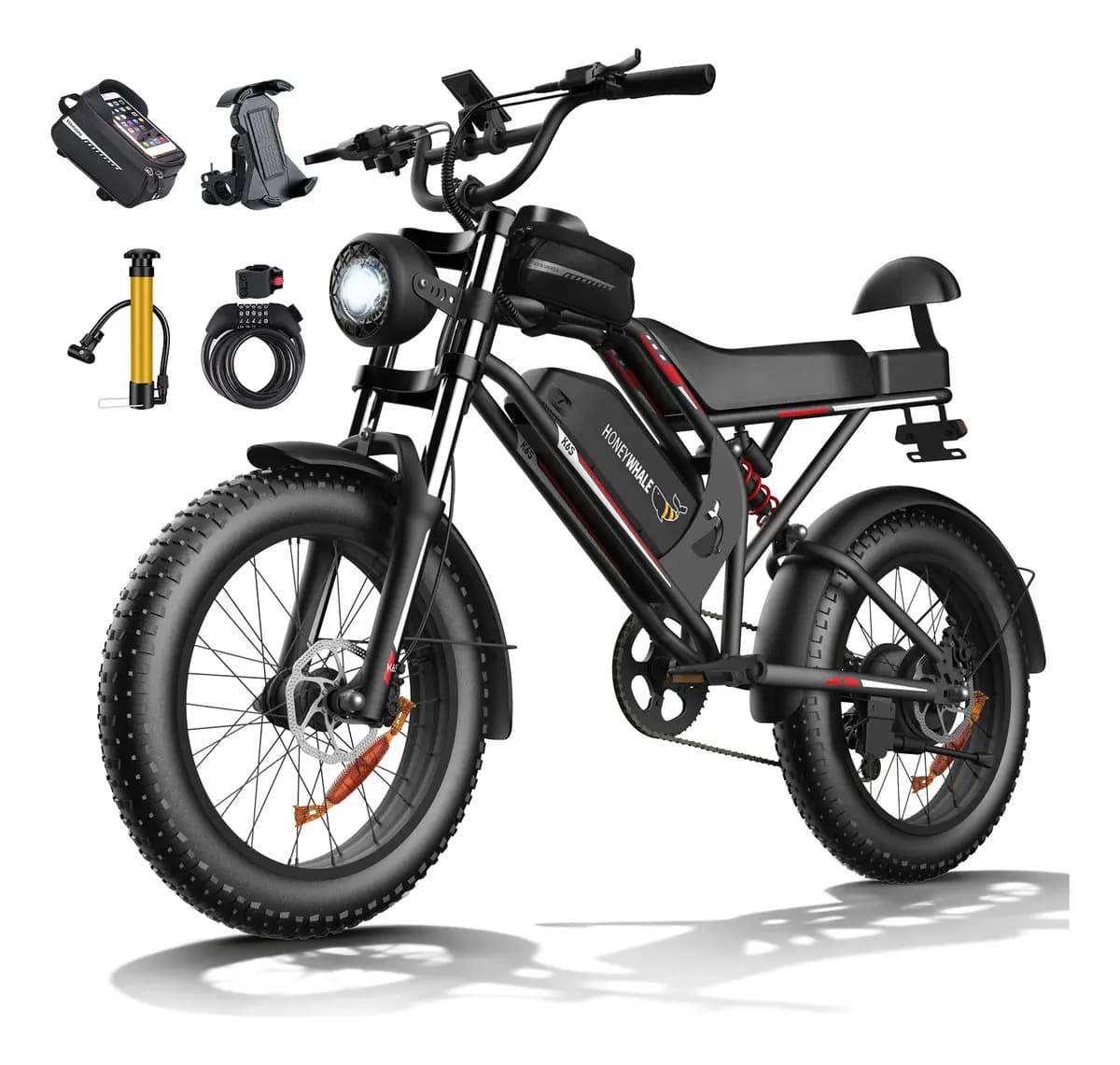 Bicicleta Eléctrica HONEY WHALE K6S de 20" y 1080W, con Batería de 48V y 15.6Ah