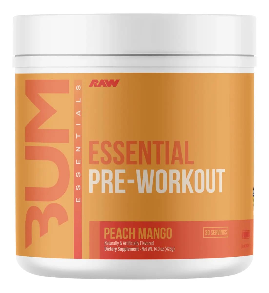 Raw Cbum Essential Pre Workout Pre Entreno 30 Servicios Sabor Peach mango