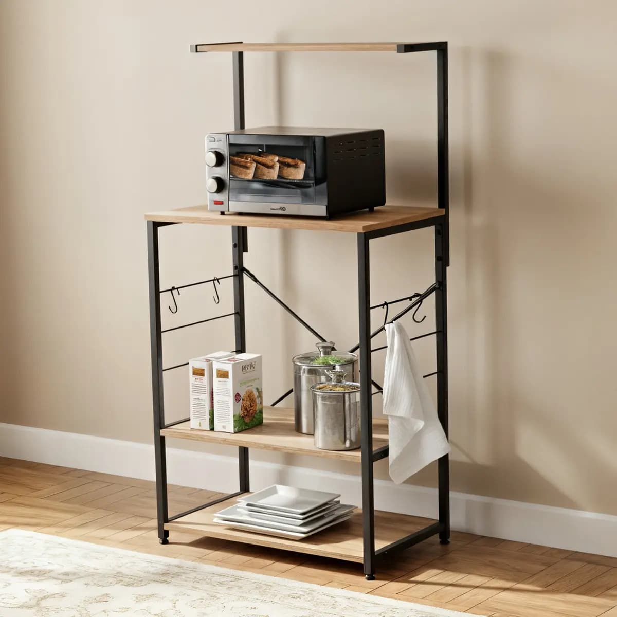 Alacena Mueblana Estante Organizador Cocina Microondas Horno Color Marrón