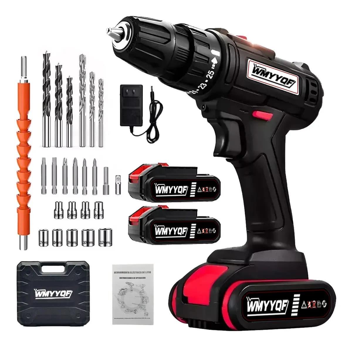 Taladros Inalámbricos Eléctrico, Atornillador Destornillador De Velocidad Variable - Kit Portátil Recargable Con 2 Baterías WMYYQF
