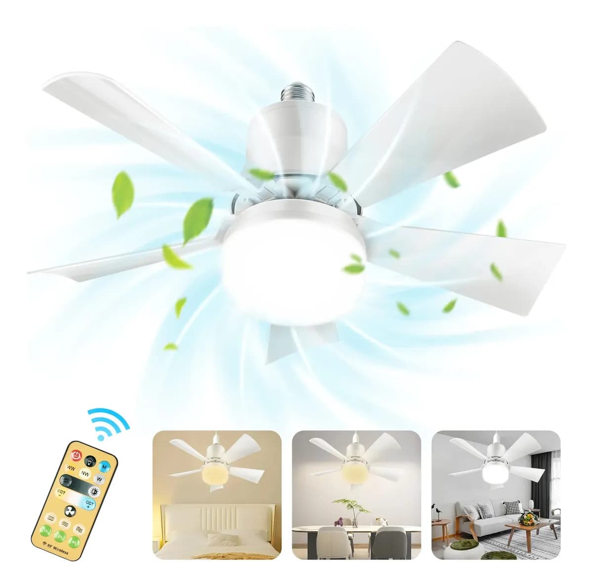 Ventilador de techo KUIIYER B4017 con control remoto 5 palas de Plástico color blanco 40cm de diámetro 50 Hz/60 Hz