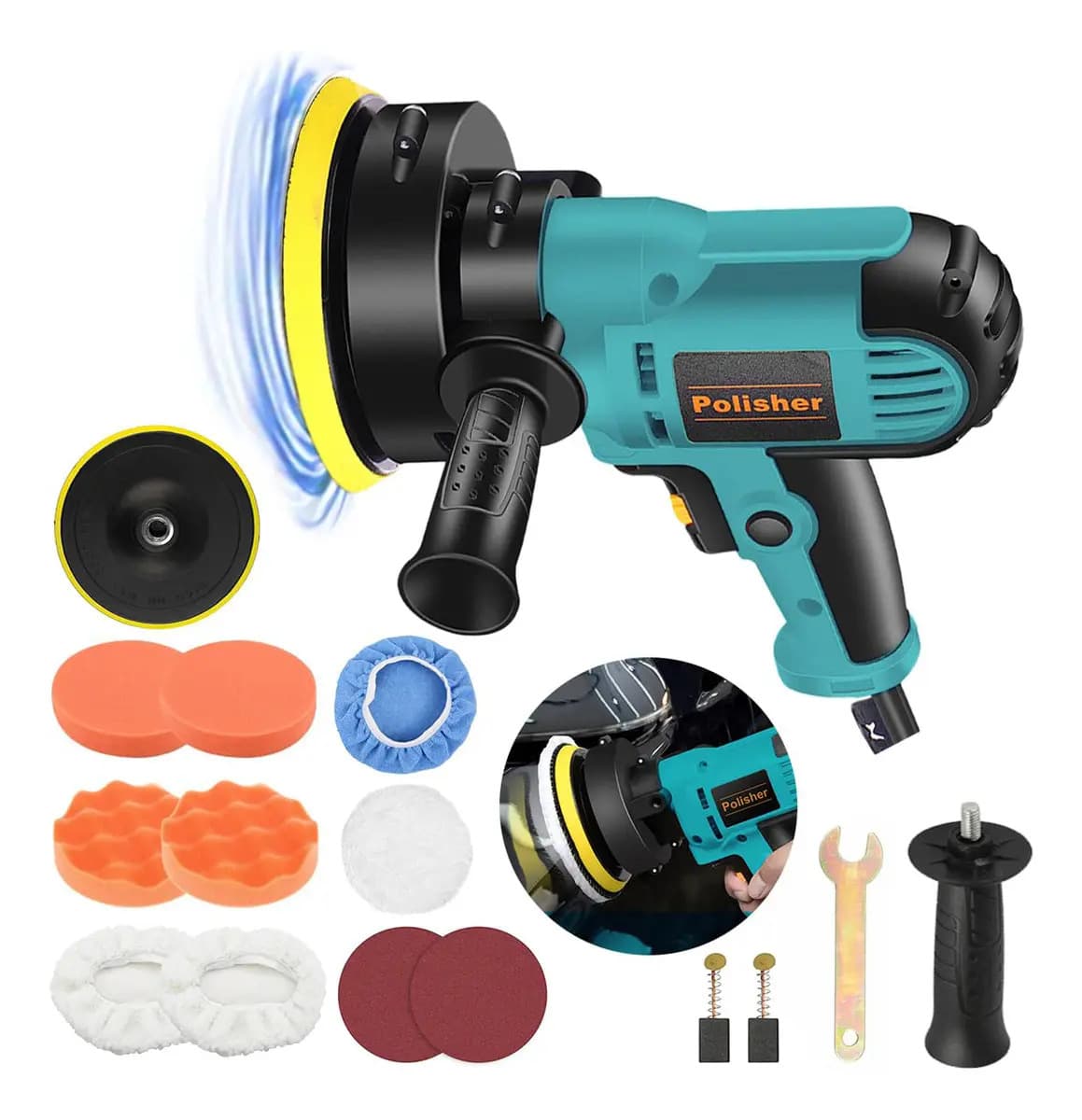 Pulidora Para Auto Eléctrica 700w 110v Juego De 3700r 14 Pcs