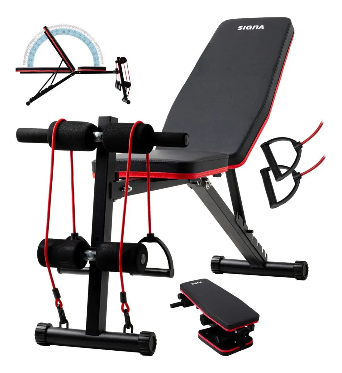 Banco Gym Ejercicio Ajustable Ligas Resistencia Plegable Negro