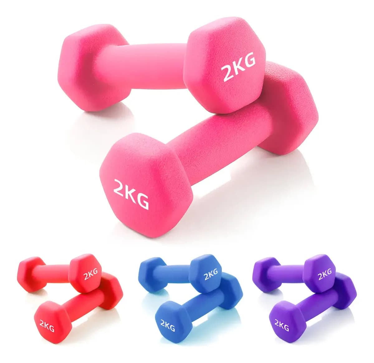 Par De Mancuernas Hexagonales Neopreno 2 Kg Fitnees Neopreno Color Rosa Chicle