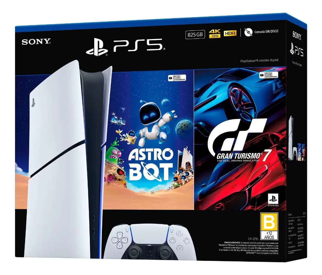 Ps5 Digital 825 Gb Astro Bot Gran Turismo 7 Blanco Blanco