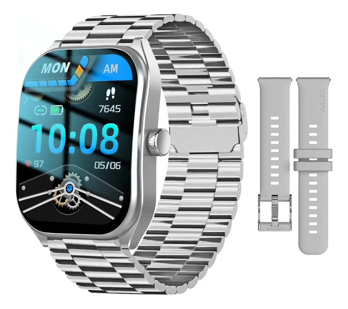 Aolon Reloj Inteligente Curva 2.01 Smartwatch Bluetooth Caja Gris Correa Gris Bisel Gris