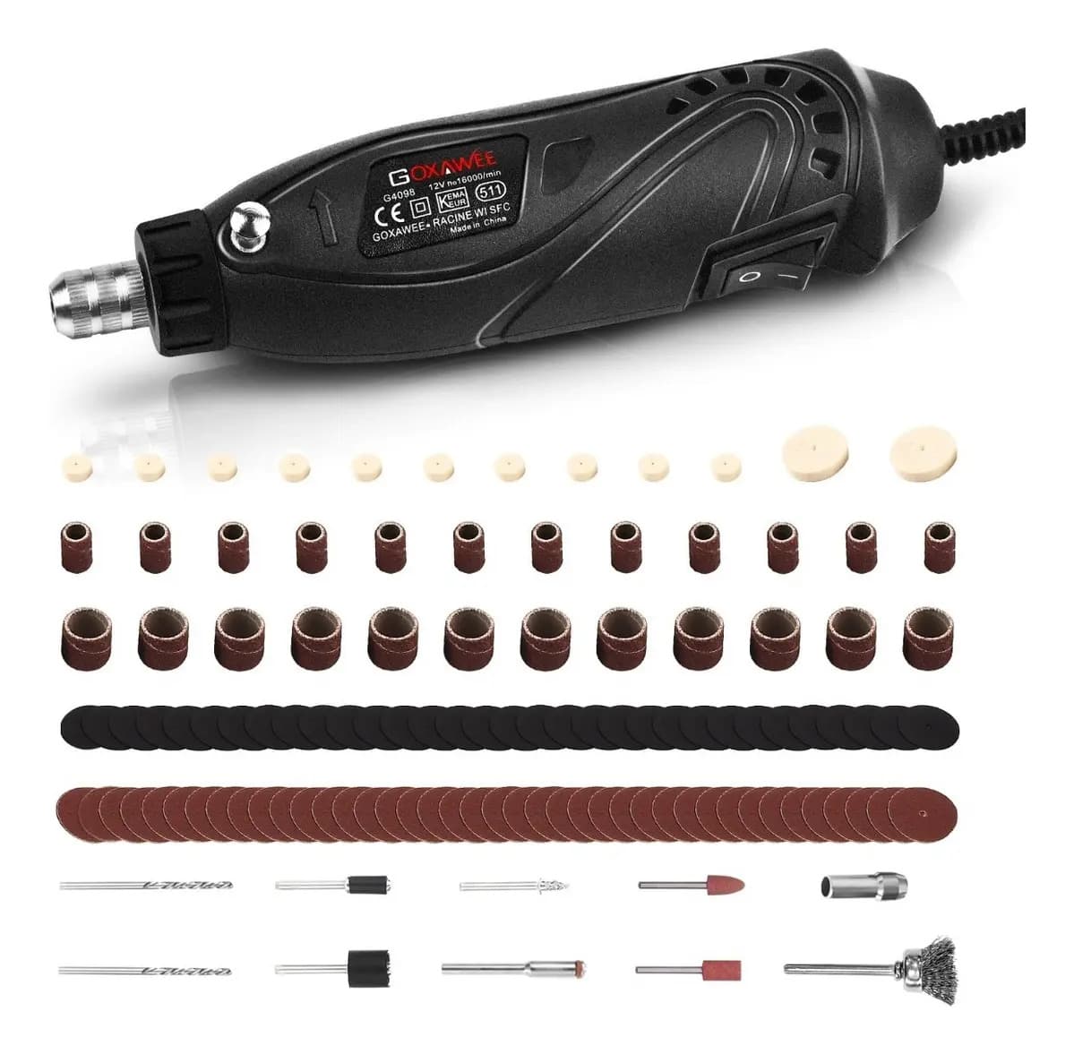 Goxawee Mini Taladro De Pulido Mototool Con 115 Pzas Potencia 18 W 16000RPM