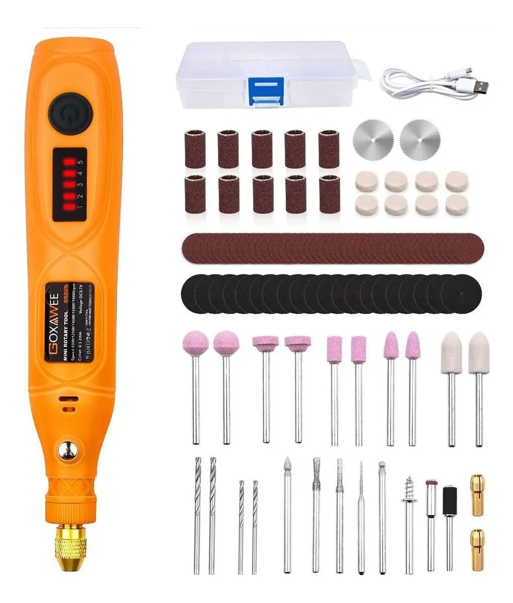 GOXAWEE® Mini Taladro Mototool Pulido Potencia Batería con voltaje de 3.6V 110pzs accesorios conjunto de taladro eléctrico de velocidad Variable para proyectos artesanales y creaciones de bricolaje