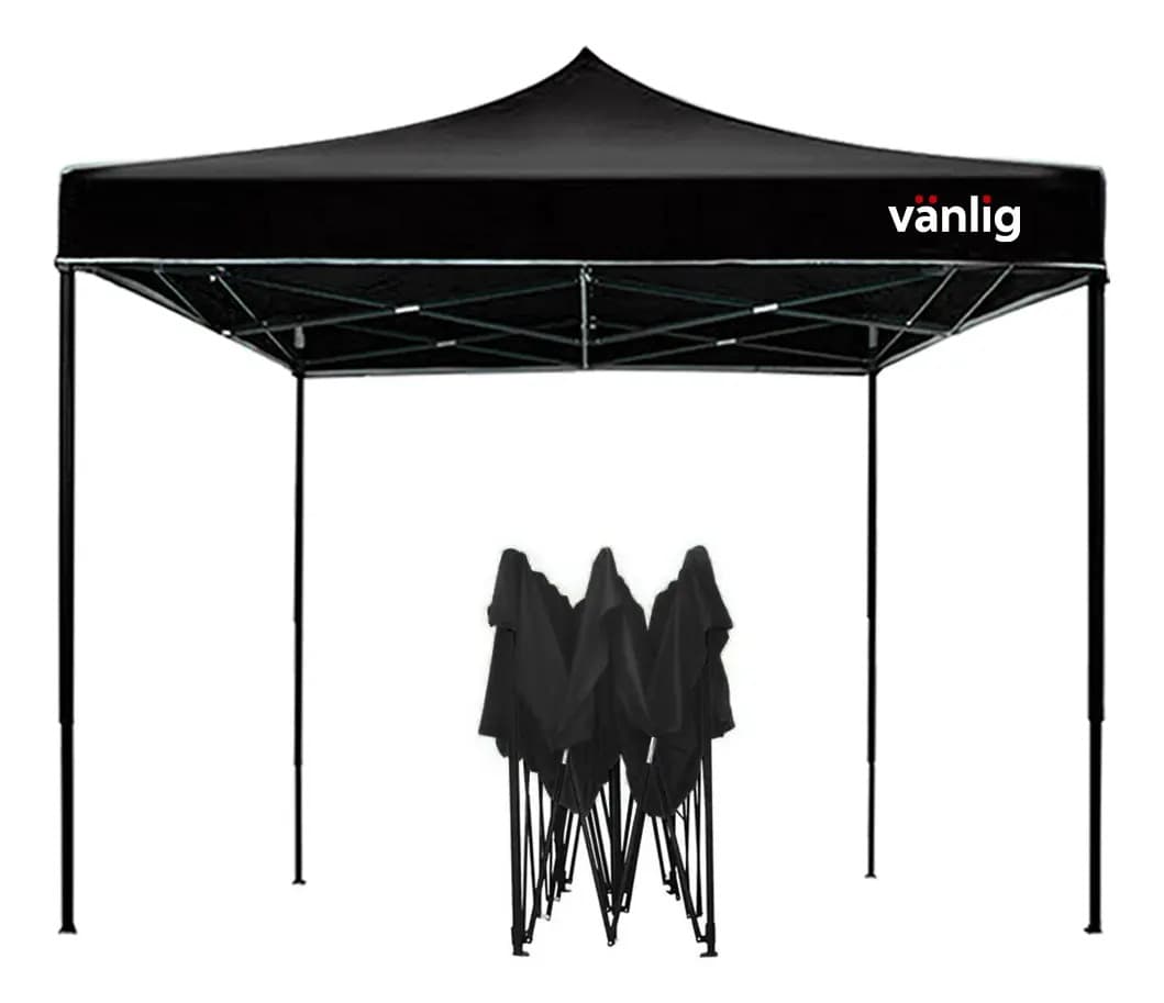 Carpa Toldo Vanlig ET200 Plegable 2x2 Impermeable Jardín Color Negro