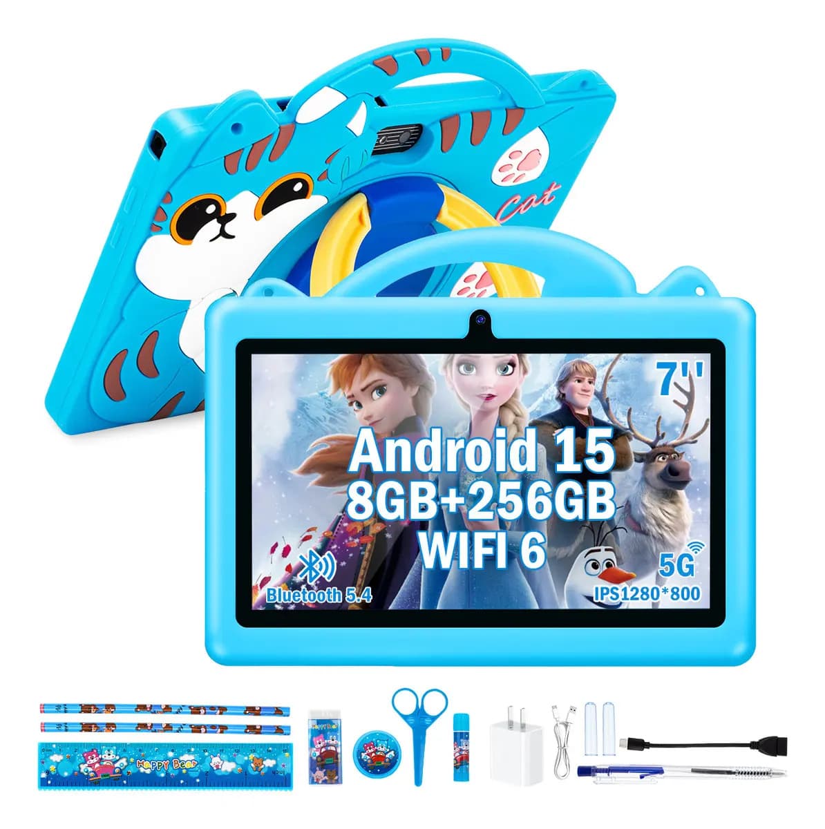 Tablet Para Niño 8+256gb Android 15 Wifi Y Apps Con Funda Tableta Para Niño 7 Pulgadas Económico Wifi 8 Núcleos 1280*800 Pantalla Ips De 7 Pulgadas 10000 Mah Soporte Para Gps, Fm, Wifi, Bluetooth