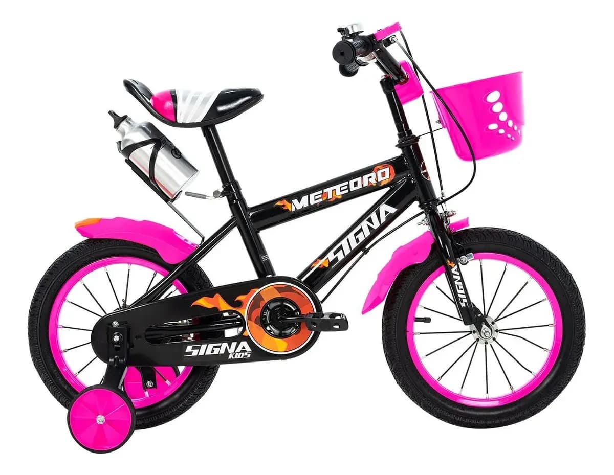 Signa Bicicleta Infantil Deportiva Niños R14 Con Ruedas Auxiliares Color Rosa Tamaño Del Cuadro 0