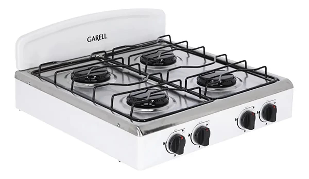 Parrilla Estufa De Mesa Gas De 4 Quemadores Acero Inoxidable Color Plateado/Blanco