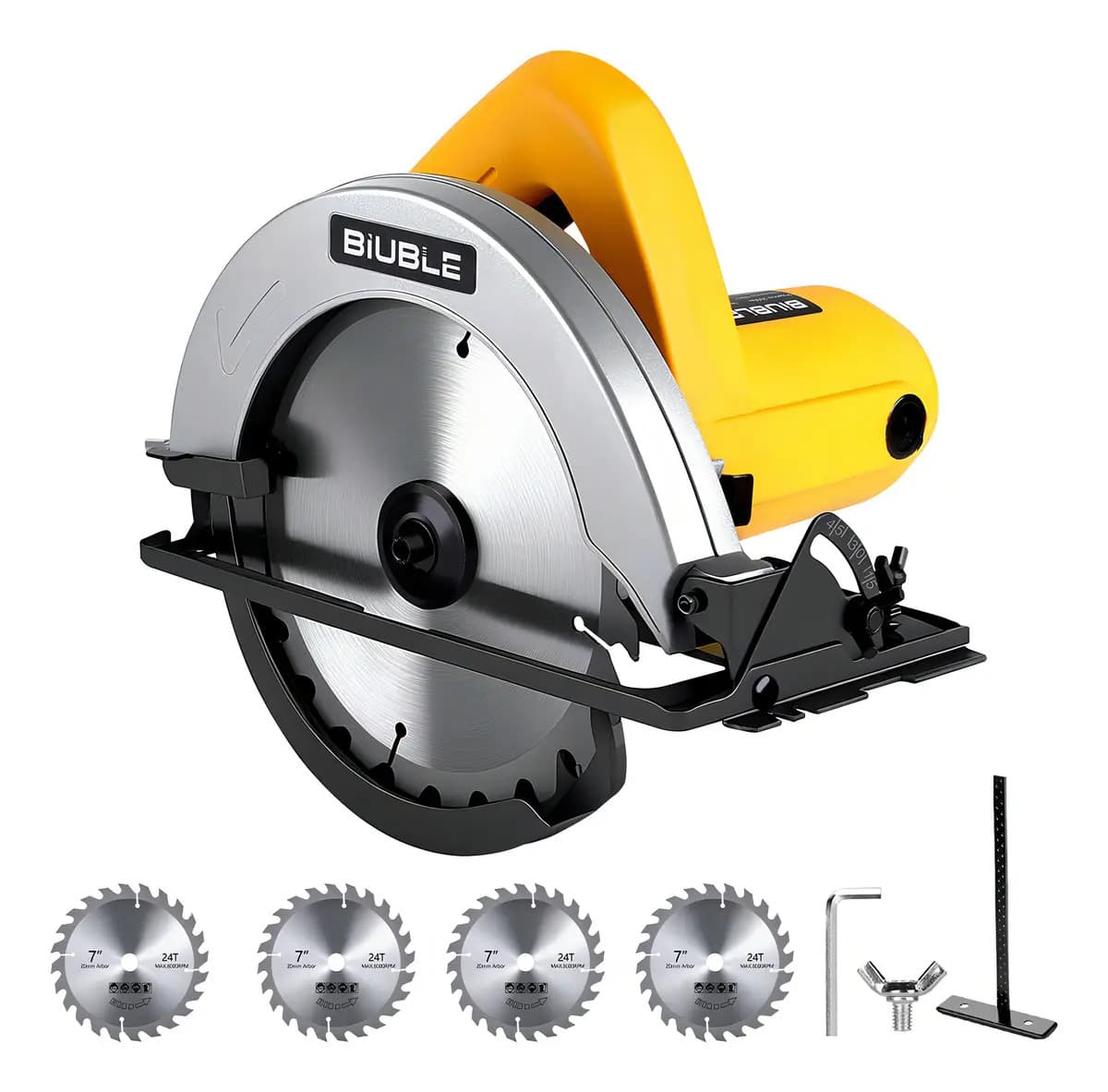 Cortadora De Disco Sierra Circular Eléctrica Biuble Profesional Cortadora Madera 7" 1/4 2000W US-plug Color Amarillo