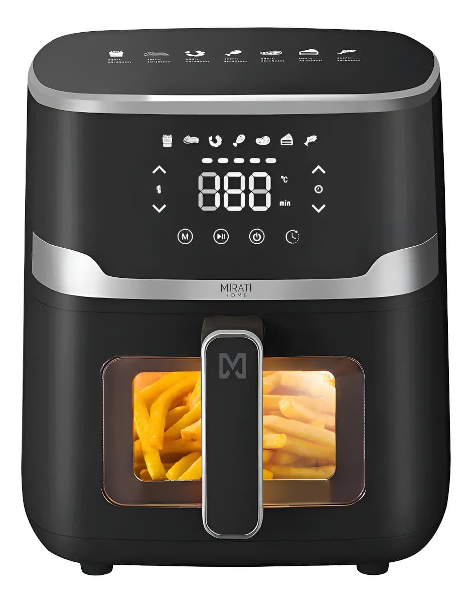Freidora De Aire 5l Multifuncional Con Ventana Mirati Color Negro
