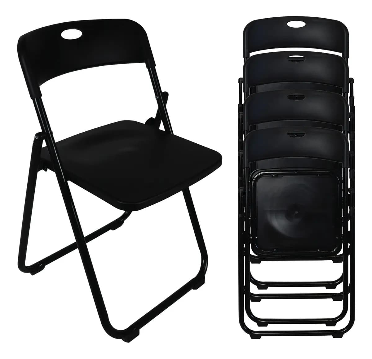 Set De 4 Sillas Plegables Reforzadas Negras Styrka Negro Sipl04