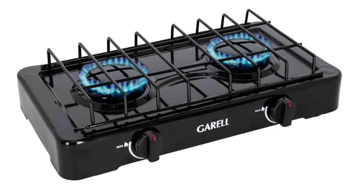 Parrilla/estufa De 2 Quemadores De Gas Garell Envío Gratis Color Negro